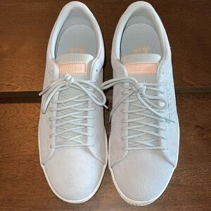 Le coq Sportif suede gray & peach tennis shoe Sz. 39